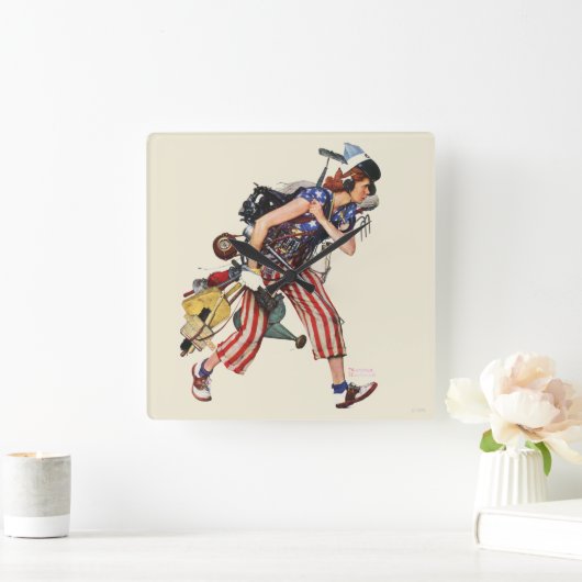 Rosie to Rescue Quadratische Wanduhr (Zuhause)