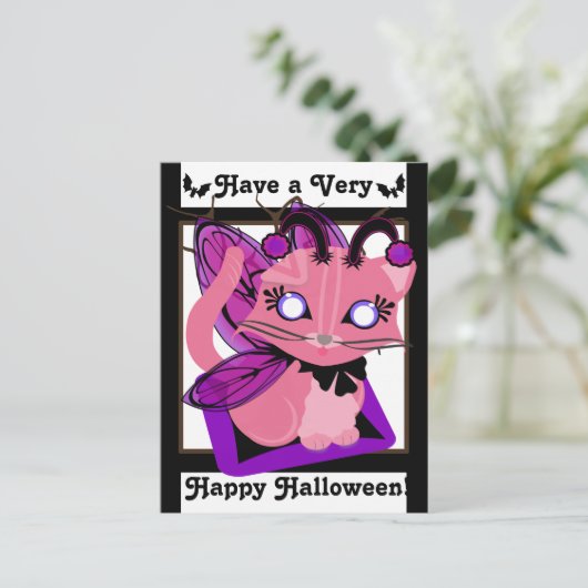 Rosie Toon Kitty Fairy Kitten B&W EdgesPostcard Postkarte (Stehend Vorderseite)