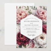 Rosige Blüten-Hochzeit Einladung (Vorne/Hinten)