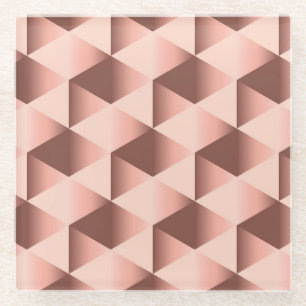 Rosige Geometrie: blasses abstraktes Motiv. Glasuntersetzer