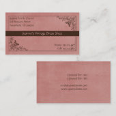 Rosige Pfirsich-und Browns Vintage Visitenkarte (Vorne/Hinten)