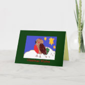 Rosige Robin-Weihnachtskarten Feiertagskarte (Vorderseite)
