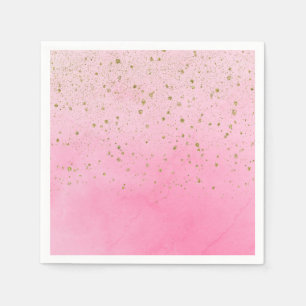 Rosige Rose Pink & Gold Glitter Brautparty Serviette