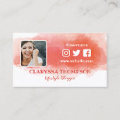 Rosige Watercolor-Spritzen-Foto-sozial-Medien Visitenkarte (Vorderseite)