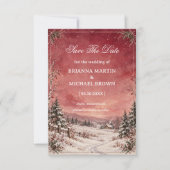 Rosige winterliche Landschaft Save The Date (Vorderseite)
