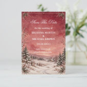 Rosige winterliche Landschaft Save The Date (Stehend Vorderseite)