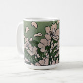 Rosiger Blüten Grün Kaffeetasse (Vorderseite Links)