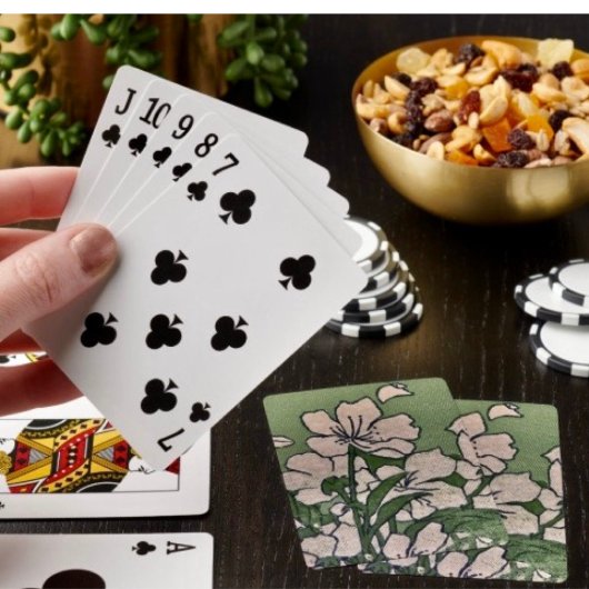 Rosiger Blüten Grün Spielkarten