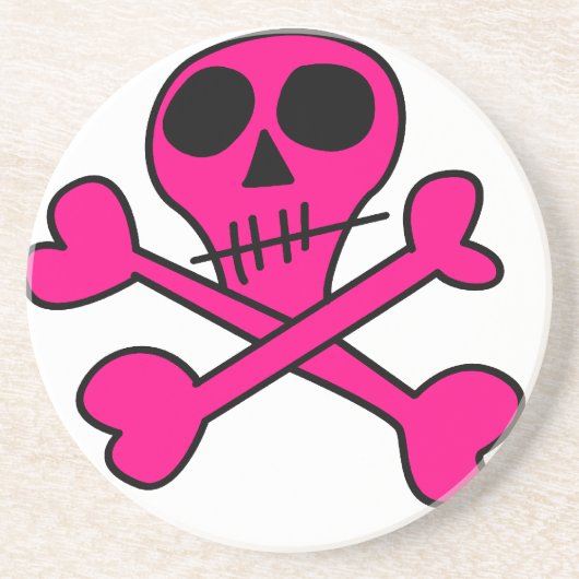 rosiger Totenkopf Untersetzer (Vorne)