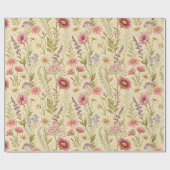Rosiger Wildblumengarten Vintage-Blumenmuster Geschenkpapier (Flach)