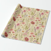 Rosiger Wildblumengarten Vintage-Blumenmuster Geschenkpapier (Ungerollt)