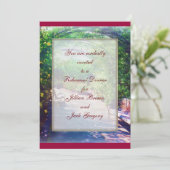 Rosiges Bower HOCHZEIT Proben-Abendessen Einladung (Stehend Vorderseite)