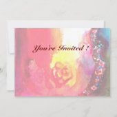 ROSINA/LADY MIT ROSE UND PARROT Rosa Blau Einladung (Rückseite)