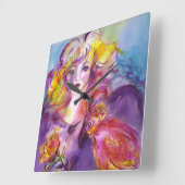 ROSINA / Venezianische Masquerade Quadratische Wanduhr (Winkel)