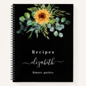 Rosinenblume Eukalyptus grüner schwarzer Name Notizblock (Vorderseite)