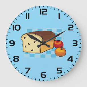 Rosinenbrotlaib und rote Äpfel Große Wanduhr