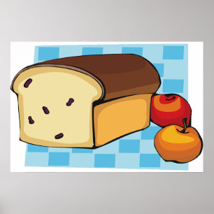 Rosinenbrotlaib und rote Äpfel Poster