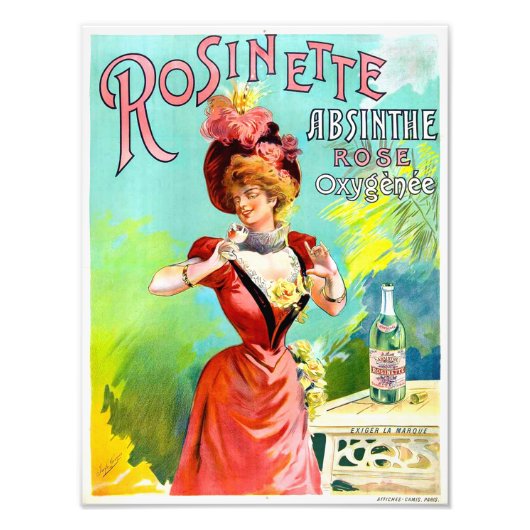 Rosinette Absinth Vintages Werbeplakat Fotodruck (Vorne)