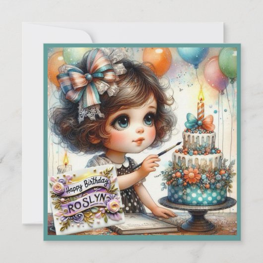 ROSLYN ~ Happy Birthday ~ Kuchendekoration ~ (Vorderseite)