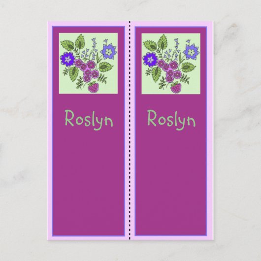 Roslyn Personalisiertes Lesezeichen Postkarte (Vorderseite)