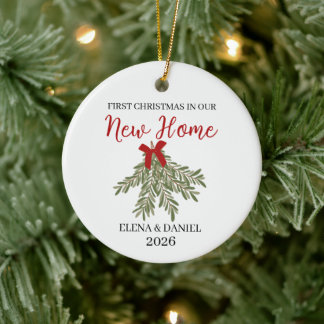Rosmarin-Bündel Paar erstes Weihnachten im neuen Z Keramik Ornament