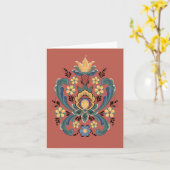 Rosmarin-Grußkarte in Rot und Gold Karte (Gelbe Blume)