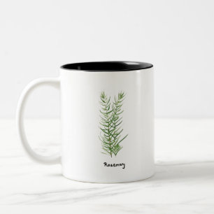 Rosmarin-Kräuter Küchengarten Pflanzen Aquarell Zweifarbige Tasse