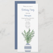 Rosmarin und Blauer Streifen Vase Einladung (Vorne/Hinten)