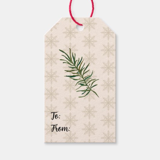 Rosmarinzweig-Schneemuster Geschenkanhänger (Vorderseite)
