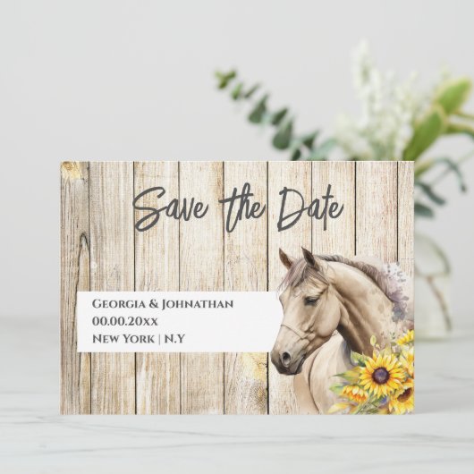 Ross Aquarellsonnenblume rustikaler Western Chic Save The Date (Stehend Vorderseite)