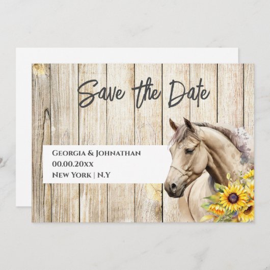 Ross Aquarellsonnenblume rustikaler Western Chic Save The Date (Vorne/Hinten)