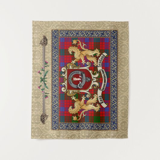Ross Clan Abzeichen & Tartan mit Löwen Wandteppich (Vorderseite)