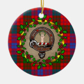 Ross Clan Abzeichen & Tartan Personalisierte Weihn Keramik Ornament (Vorne)