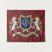 Ross Clan Abzeichen & Unicorns mit Tartan Wandteppich (Vorderseite (Horizontal))