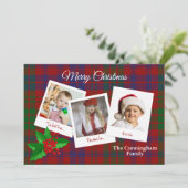Ross Clan Kariert Weihnachten Multi Foto Card Einladung (Stehend Vorderseite)
