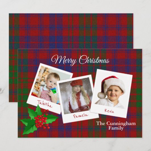 Ross Clan Kariert Weihnachten Multi Foto Card Einladung (Vorne/Hinten)