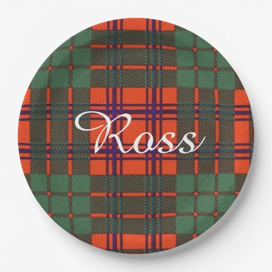 Ross-Clan karierter schottischer Tartan Pappteller (Vorderseite)