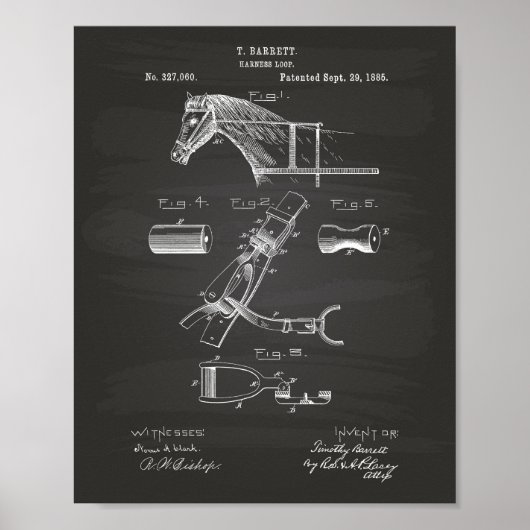Ross Harness Loop 1885 Patent Art Chalkboard Poster (Vorne)