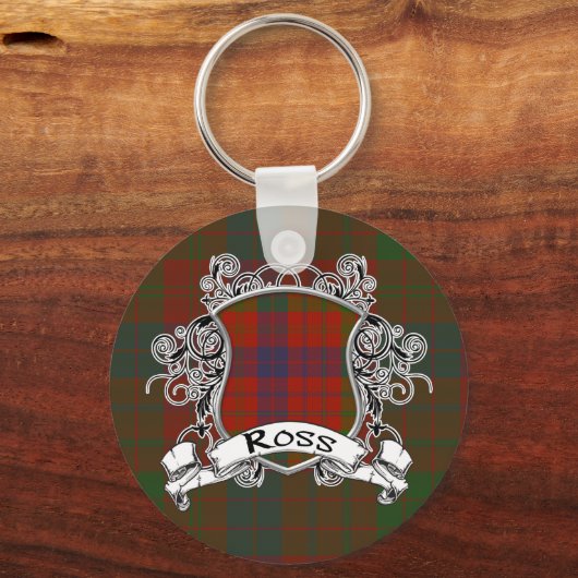 Ross Tartan Shield Schlüsselanhänger (Vorderseite)