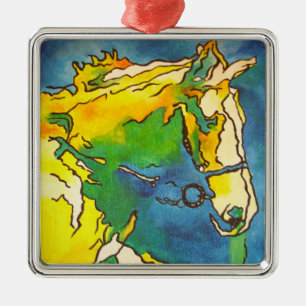 "Ross und Bridle Kontur Art" #ho Silbernes Ornament