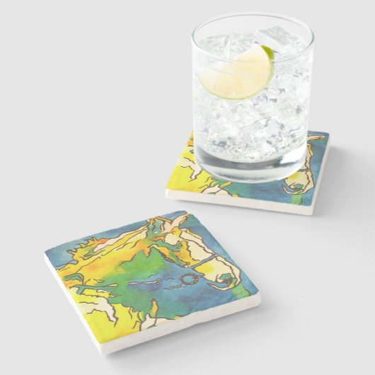 "Ross und Bridle Kontur Art" #ho Steinuntersetzer (Seitenansicht)