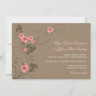 Rosse Chic florale Kraft Rustikale Hochzeit einlad Einladung