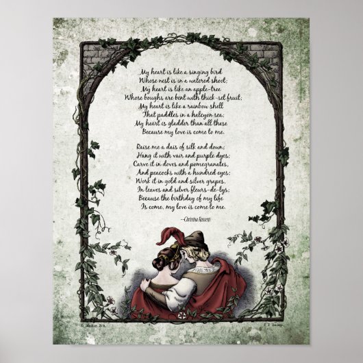 Rossetti "Liebe" Viktorianisches Kunstgedicht 11x1 Poster (Vorne)