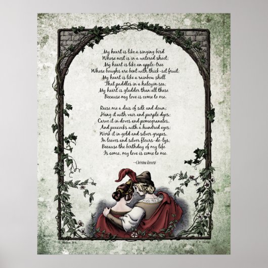 Rossetti "Liebe" Viktorianisches Kunstgedicht 24x3 Poster (Vorne)