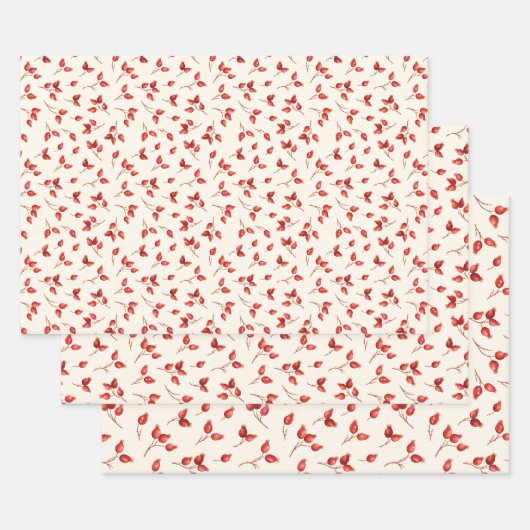 Rosships in Aquarellfarbe Winterweihnachtsfest. Geschenkpapier Set (Set)