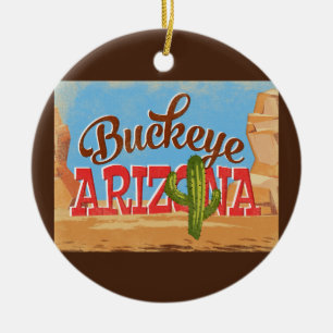 Rosskastanien-Arizona-Cartoon-Wüsten-Vintage Reis Keramik Ornament
