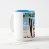 Rossland Canada Reiseplakat. Zweifarbige Tasse (Vorderseite Links)