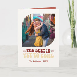 Rosso & Cream Champagner Retro Neujahrsfoto Feiertagskarte