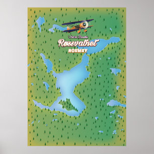 Røssvatnet Norwegen See Kartenkunst Druck. Poster