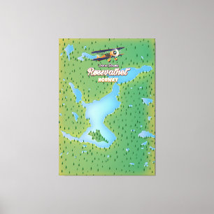 Røssvatnet Norwegen Seekarte Kunst drucken. Leinwanddruck